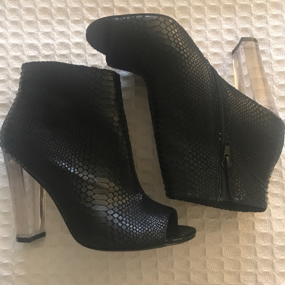 Steve Madden snakeskin peeptoe booties